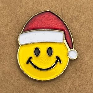 Christmas Happy Santa Hat Emoji Lapel Pin